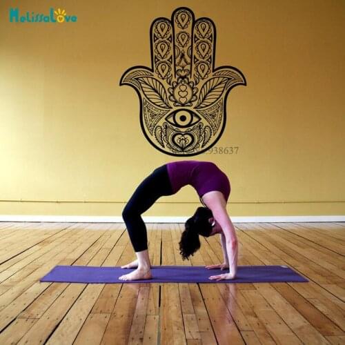 Hamsa Hand Om Yoga Hindu Namaste Yoga Studio Decor Meditation Room Decal Living Room bedroom Removable Vinyl Wall Stickers BB549