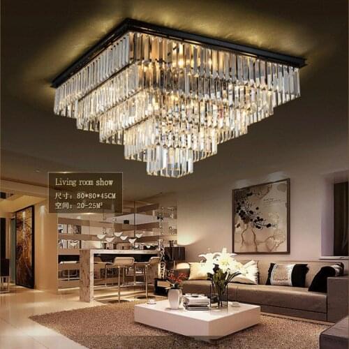Crystal ceiling lamp, living room lamp, round luxury villa lighting, luxurious atmosphere, high-end hotel lobby headlight