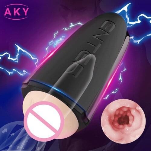 Pocket Pussy Male Masturbator Cup Automatic Sucking Vibrating Heating Masturbation Realistic Vagina Dildo Adult Sex Toys For Men