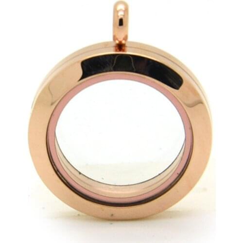 316L stainless steel round mini rose golden gold magnetic glass floating charms locket 20mm 25mm 30mm