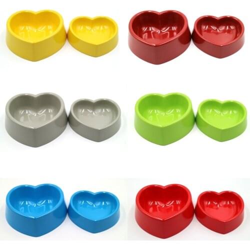 Cute Dog Heart-shaped Bowl Pet Melamine Feeder Non-slip Puppy Drinking Water Feeding Food Dishes Cat Colorful Anti-fall Bowls