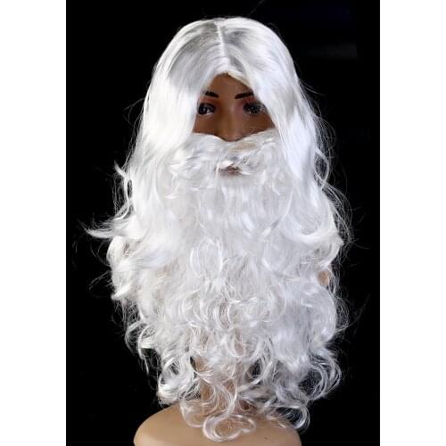 Cute White Santa Claus Moustache Hat Fancy Dress Costume Wizard Wig And Beard Set Christmas Hallowee Xmas Party Decoration A3