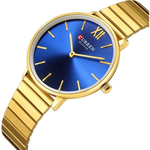 CURREN 9040 fashionable casual quartz waterproof steel band watch for ladies