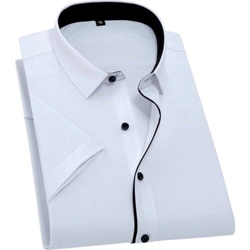 MFERLIER men office formal shirts work short sleeve summer business simple cotton shirt larger size big 8XL 10XL 14XL plus shirt