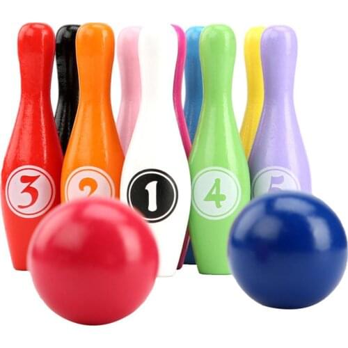 Colorful Standard 12 Piece Bowling Set w/ 10 Pins, 2 Bowling Balls Children Kids Educational Toy Party Fun Family Game