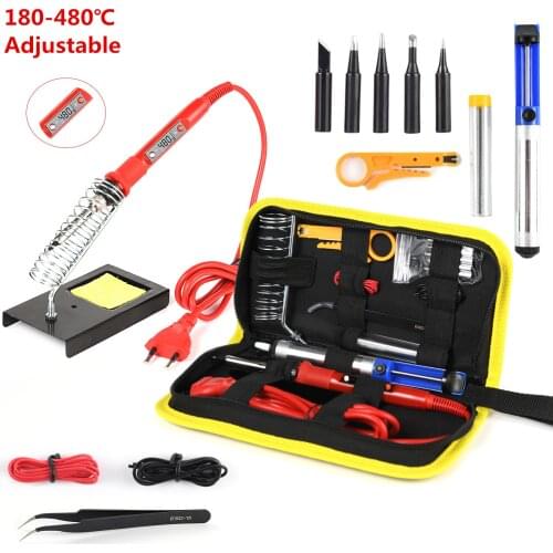 80W Digital Electric Soldering Iron Kit Set Temperature Adjustable 220V 110V Welding Tool Ceramic Heater Soldering Tips Rework