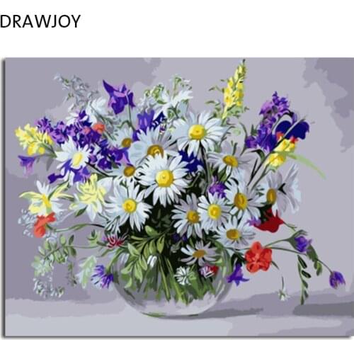DRAWJOY Flower Framed Picture DIY Painting By Numbers Painting & Calligraphy Home Decoration For Living Room Wall Art
