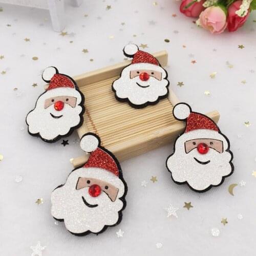 New 10pcs 35*49mm Felt Fabric Paillette Santa Claus Appliques Wedding DIY Patches Sewing A395