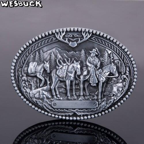 Wholesale WesBuck Brand Animal Series Belt Buckle Men and Woman Jeans Exquisite Horse Buckles Gift Fit 4cm width belt 5 Pcs MOQ