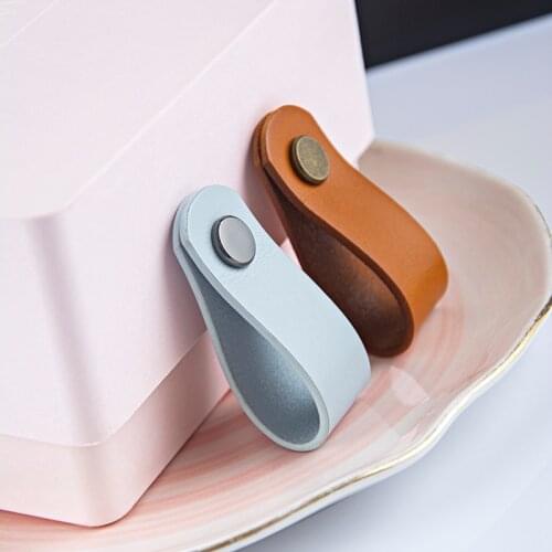 Orange＆ Blue Genuine Leather Handle kitchen Furniture Handles kitchen Cabinet Handle Drawer Knobs kitchen Knobs Door Knob
