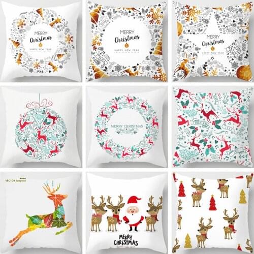 Polyester Fiber Let It Snow Xmas Style Cushion Cover Merry Christmas Santa Claus Home Decorative Pillows Cover