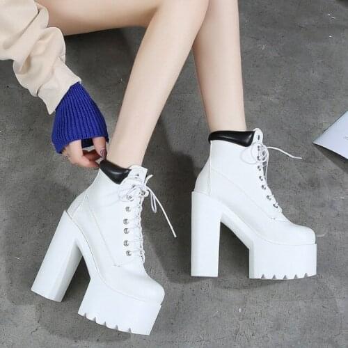 2019 autumn new 14 cm thick with super high heel Martin boots sexy nightclub catwalk short boots casual knight boots