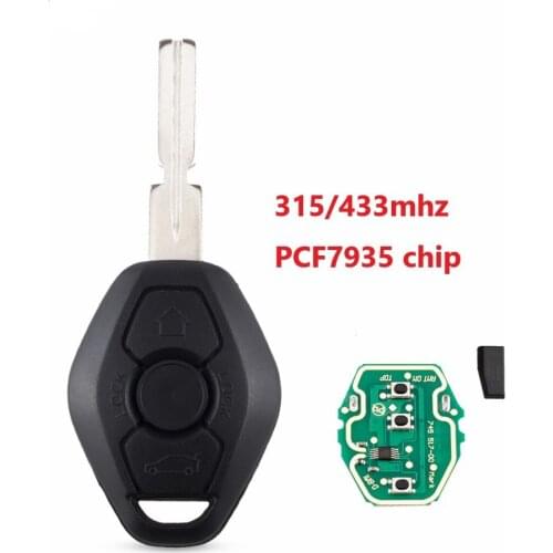 HU58 Blade 3 Button Key Remote Replacement Car Key For BMW EWS X3 X5 Z3 Z4 1/3/5/7 Series ID44/PCF7935 Chip 315mhz/433mhz