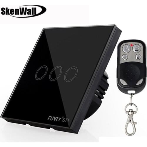 EU Standard 3Gang 170-240V 433MHz Wall Switch Touch Switch Smart Remote Control Luxury Crystal Glass Surface Waterproof 86*86mm