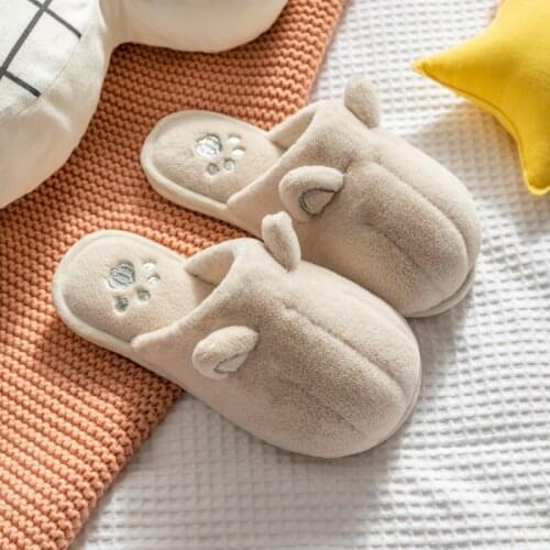 Ladies Plush Cotton Slippers Lovely Cartoon Cat Claw Couple Home Non-slip Shoes Warm Home Indoor Mens Womens Cotton Slippers