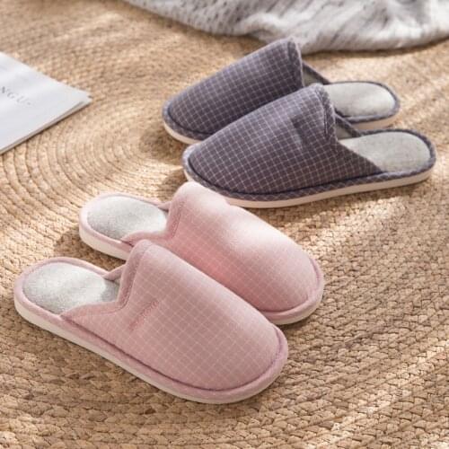 Thin Cotton and Linen Breathable Slippers Womens Winter Couples Indoor Mens Cotton Slippers Warm Breathable Wear-Resistant