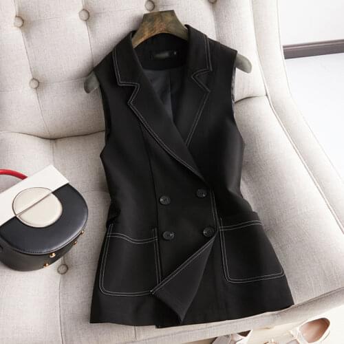 2021 Spring Autumn Women Classic Long Vest Female Elegant Vest Sleeveless Jackets Outerwear Office Ladies Slim Waistcoat H378