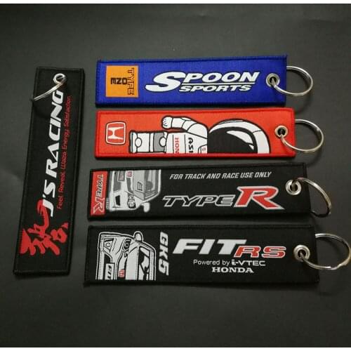 Embroidery Spoon Asimo Type R Key Ring for Prined Embroidered Car keychain of clothes woven label for Motorcycles Cars Key tag