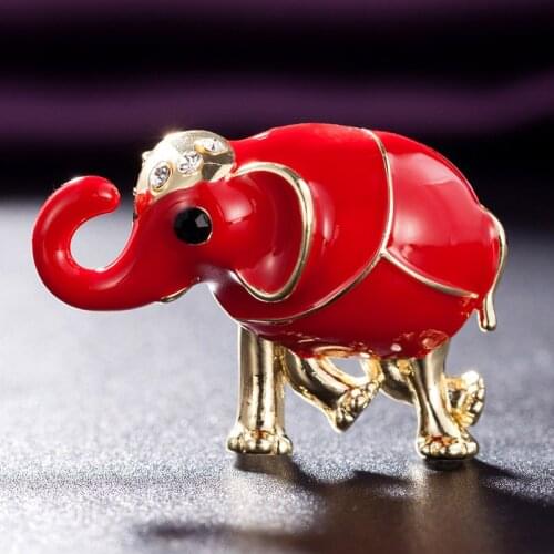 Zlxgirl Jewelry Cute red Enamel small Elephant brooches bouquet for men gift vintage animal scarf pins new year mens hijab pins