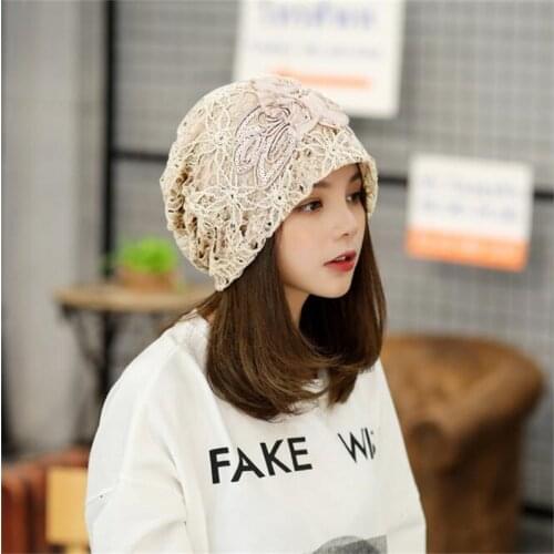2021 new lace flower hood Fashion embroidered knitted hat Woman casual hat