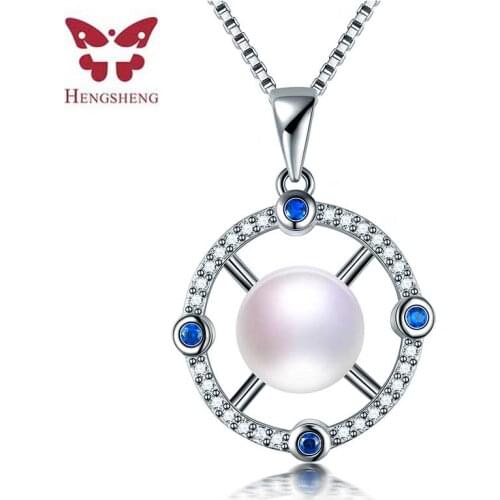 HENGSHENG Luxury Big Natural Pearl Necklace Pendants For Women Fashion Zircon Jewelry 45cm 10-11mm Freshwater Necklaces WithBox