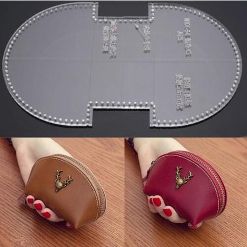 1pc Coin Purse Type Small Bag Pattern Stencil Tool DIY Acrylic Template Leather Wallet Craft for Homemade Leather Handcrafts