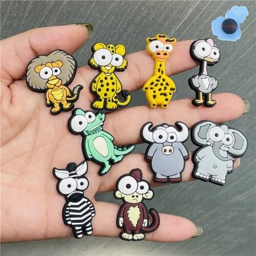 1pcs Novelty Cartoon Shoe Charms Accessories Japan Big Eyes Animals Zebra Shoe Buckle Decoration for Croc Jibz Shoes Kids Gift