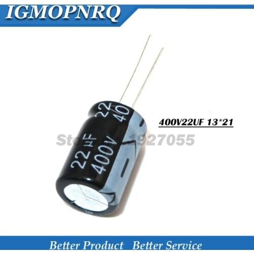 10PCS 400V22UF 13*20mm 22UF 400V 13x20 22uf 400v 13*20 Aluminum electrolytic capacitor new