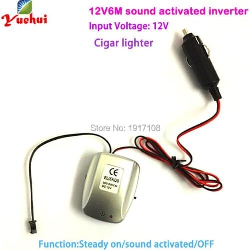 DC12V Sound Activated with cigar lighter EL wire Inverter/ EL driver for 3-6meters long el wire el strips for Party decoration