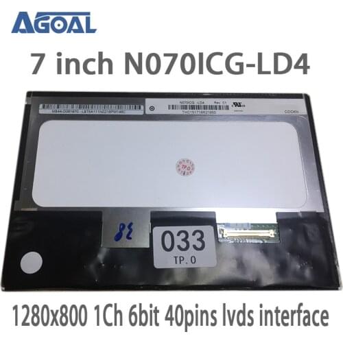 1280x800 7 inch LCD N070ICG-LD4 IPS Panel Screen with 1ch 6-bit 40pins LVDS Interface Suit with V56 V59 LCD Controller Board