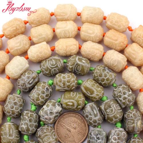 13x18mm Column Carved Buddha Jades Beads Natural Stone Beads For DIY Necklace Bracelat Earring Jewelry Making 15",Free Shipping