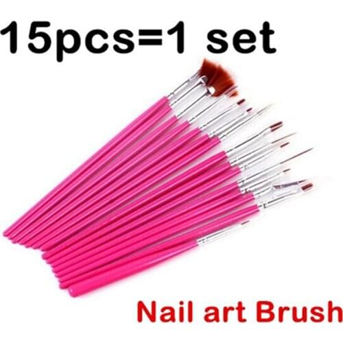 15 Pcs Professional Nail Art Decorations Brush Set Tools Painting Pen for False Nail Tips UV Nail Gel Polish Nail Equipment