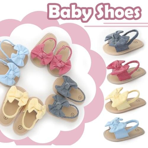 # 2021 Baby Girls Bow Knot Sandals Cute Summer Soft Sole Flat Princess Shoes Infant Non-slip First Walkers Sandali Baby Shoes