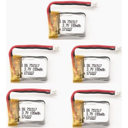 5PCS 100mah 3.7v 25c For Cheerson CX10 CX-10 CX-10A RC Helicopter quadcopter 3.7 V 100 mah Li-po battery 751517