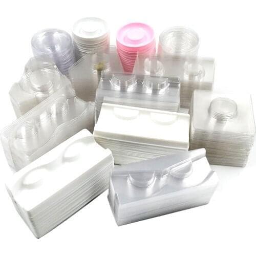 500pcs Eyelash holder for all kinds of lashes package lashes tray transparent white plastic lashes box tray do lash name stiker