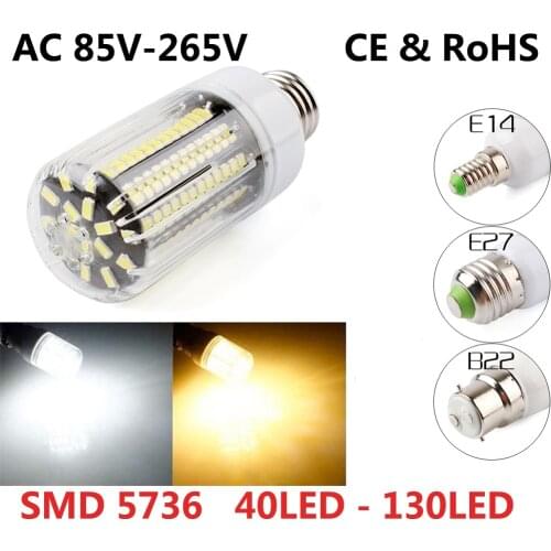 5736 SMD More Bright 5730 5733 LED Corn Lamp Bulb Light 3.5W 5W 7W 8W 12W 15W E27 B22 E14 110V 220V 85V-265V No Flicker 2pcs