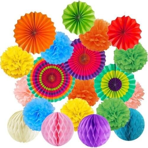 80% Dropshipping!!Hanging paper pompons flower fan honeycomb ball birthday shower holiday home decoration