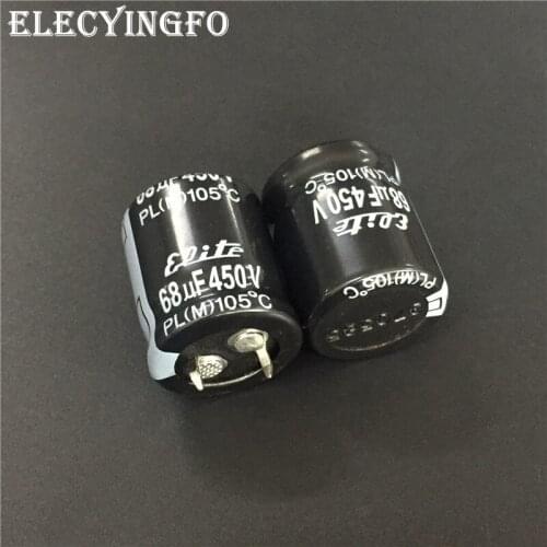 10pcs 68uF 450V68UF Elite PL Series 22x25mm 450V68uF Snap-in PSU Aluminum Electrolytic capacitor