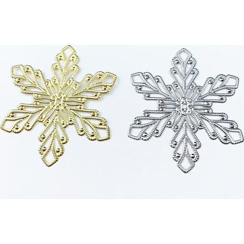 10pcs 70mm Filigree metal snow Wraps Hollow Charm for Brooch Earrings Jewelry Making Wholesale