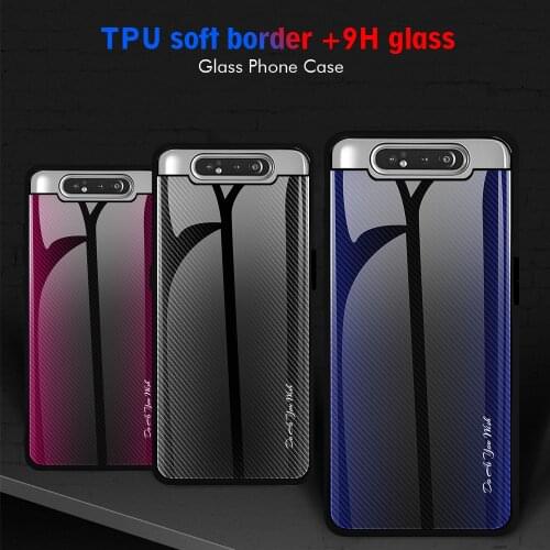 Business Phone Case For Samsung A80 A90 A 80 90 80A 90A Gradient Glass Case For Samsung A80 A 80 A805 Cases TPU Fashion Fundas