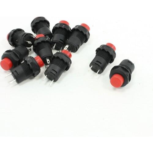 CNIM Hot 10 Pcs Latching Action SPST Round Red Push Button Switch AC 125V 3A