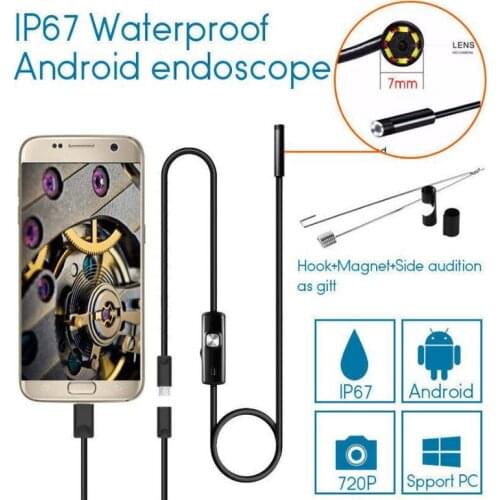 HD 1.3MP 6 LED 8mm Len Hard cable Android USB endoscope IP67 waterproof detection endoscope tube camera OTG Android phone 720P