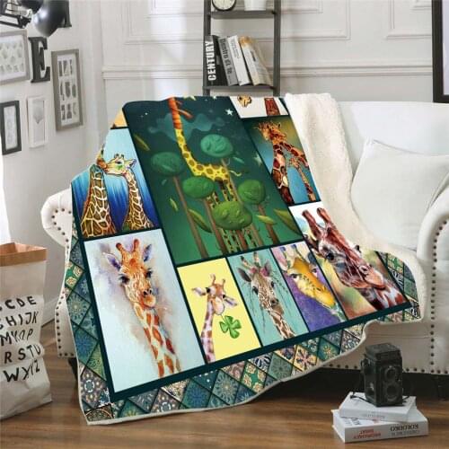 Giraffe 3D Printed Fleece blanket for Picnic Thick Fashionable Bedspread Sherpa Throw Blanket Drop Shipping 02