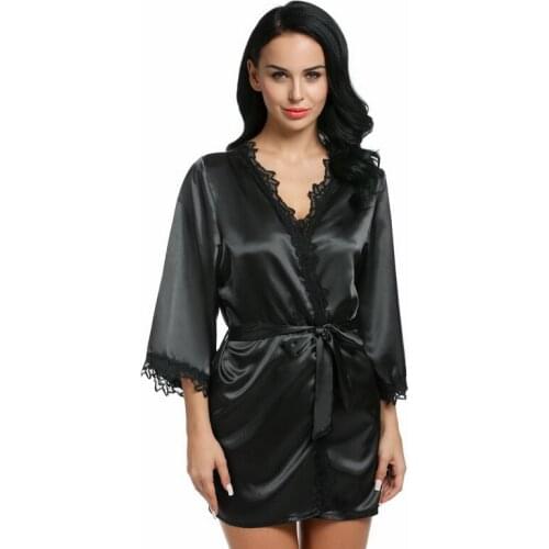 Brand Robes Women Sexy Nightwear Plus Size Lace-trimmed Satin Female Bathrobes Lounge Robe Casual Loose Home Clothing