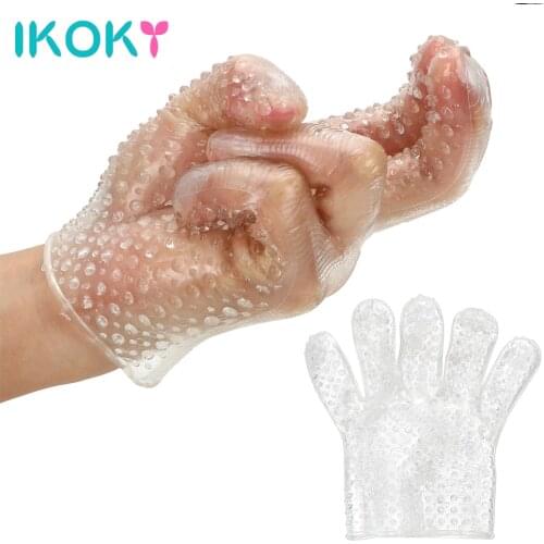 IKOKY Clitoris Stimulator Flirting Finger Gloves Sex Toys for women Finger Sleeve Adult Games Female Masturbation