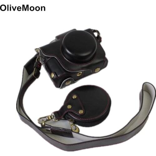 Black/Brown/Coffe Digital Camera Leather Case Cover For Canon PowerShot G1X Mark III G1XIII With Storage Bag Bottom Opening Case