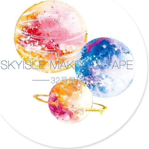 5CM*5M Colorful Universe Planet Masking Tape Hand Account Sticker Bullet Journaling Accessories Stickers Aesthetic Stationery
