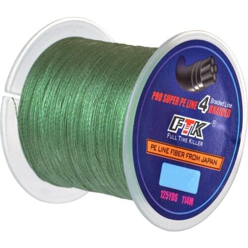 114m PE Braided Multifilament Fiber Fishing Line 125 Yards 4 Strands 0.10mm-0.40mm 8lb-60lb High Quality