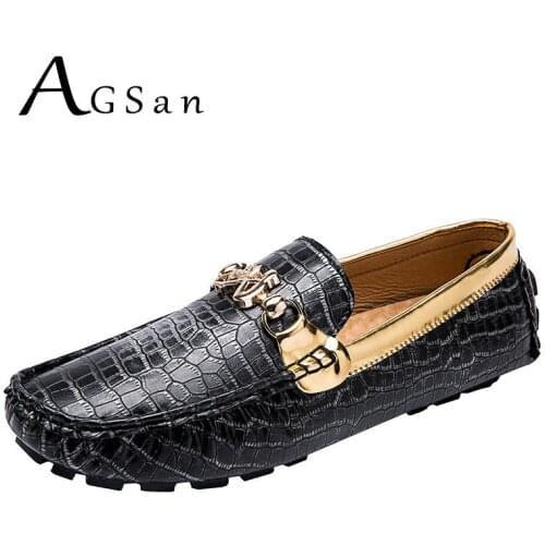 AGSan Men Luxury Brand Loafers Gold Driving Shoes Large Size 38-48 Moccasins for Men Italian Shoes Drop Shipping Slipon Footwear