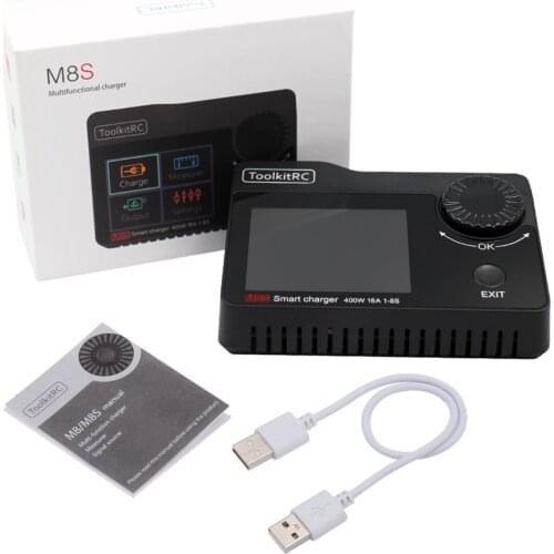 ToolkitRC M8S Mini Battery Balance Charger Discharge with Color Screen 400W 18A DC Output for 1-8S Lipo LiHV Life Lion NiMh Pb